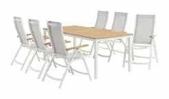 JUTLANDIA RAMTEN L206 Bord Hårdträ + 4 SLITE Positionsstol Vit -Utemöbler affär 149983