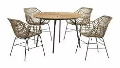 JUTLANDIA RANGSTRUP Ø110 Bord Natur/svart + 4 ILDERHUSE Stol Natur 8 JUTLANDIA RANGSTRUP Ø110 Bord Natur/svart + 4 ILDERHUSE Stol Natur -Utemöbler affär 150060