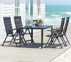 JUTLANDIA MADERUP L150 Bord Svart + 4 LOMMA Positionsstol Svart