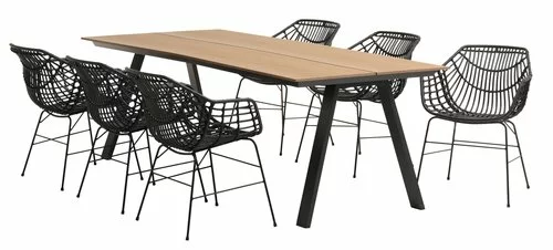 JUTLANDIA FAUSING L220 Bord Natur + 4 ILDERHUSE Stol Svart 4 JUTLANDIA FAUSING L220 Bord Natur + 4 ILDERHUSE Stol Svart - Bild 2