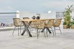 JUTLANDIA ELLEKILDE L180 Bord Teak + 4 ILDERHUSE Stol Natur -Utemöbler affär 178471