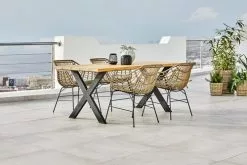 JUTLANDIA ELLEKILDE L180 Bord Teak + 4 ILDERHUSE Stol Natur -Utemöbler affär 178472