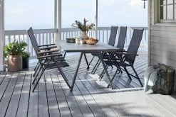 JUTLANDIA FAUSING L220 Bord Svart + 4 BREDSTEN Stol Svart -Utemöbler affär 178537