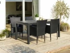 JUTLANDIA VATTRUP L170/273 Bord Svart + 4 AIDT Stol Svart