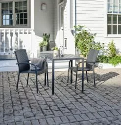 JERSORE L70 Bord Svart + 2 HALDBJERG Stapelstol Svart