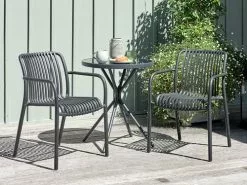 RADSTRUP Ø60 Bord Svart + 2 NABBEN Stapelstol Svart