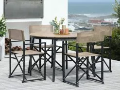 JUTLANDIA TAGEHOLM L120/170 Bord Natur + 4 NAGELSTI Klappstol Svart