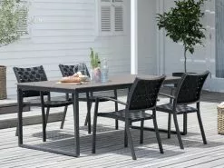 NESSKOGEN L210 Bord Brun + 4 JEKSEN Stapelstol Svart