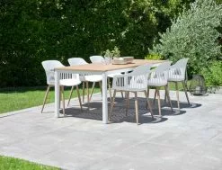 JUTLANDIA RAMTEN L206 Bord Hårdträ + 4 RAVNEBAKKE Stol Vit -Utemöbler affär 201757