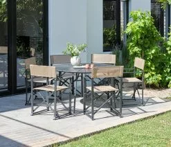 JUTLANDIA RANGSTRUP Ø130 Bord Svart + 4 NAGELSTI Klappstol Svart -Utemöbler affär 201764