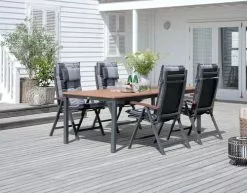 JUTLANDIA YTTRUP L210/300 Bord Hårdträ + 4 LIMHAMN Stol Grå -Utemöbler affär 201796 1