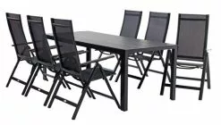 JUTLANDIA MADERUP L205 Bord Svart + 4 LOMMA Positionsstol Svart -Utemöbler affär 80219